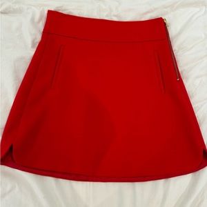 J Crew Red Wool Mini Skirt - Holiday Party Ready!